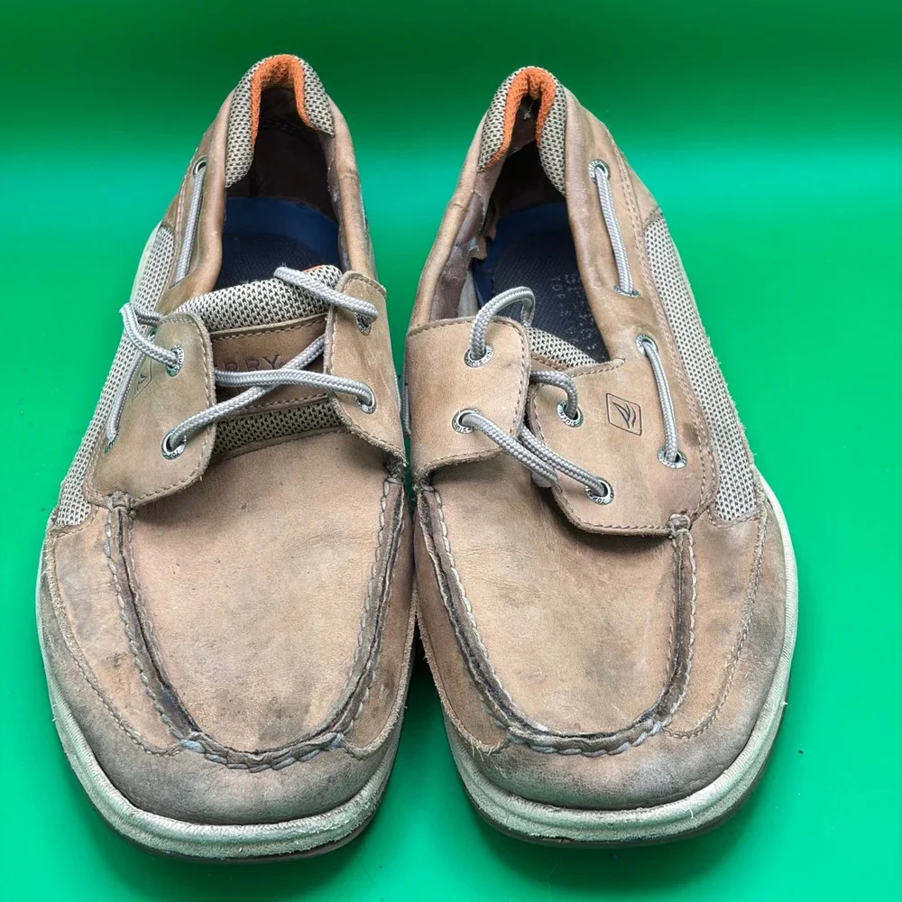 Sperry Top-Sider Boat Shoes Mens 13 M Tan Leather Casual Nautical Deck Loafers